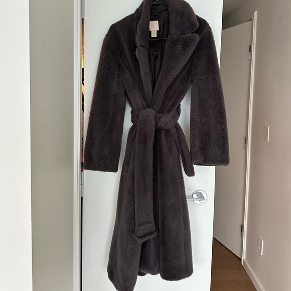 Grey Fuzzy Belted Jacket - Picture 1 of 1